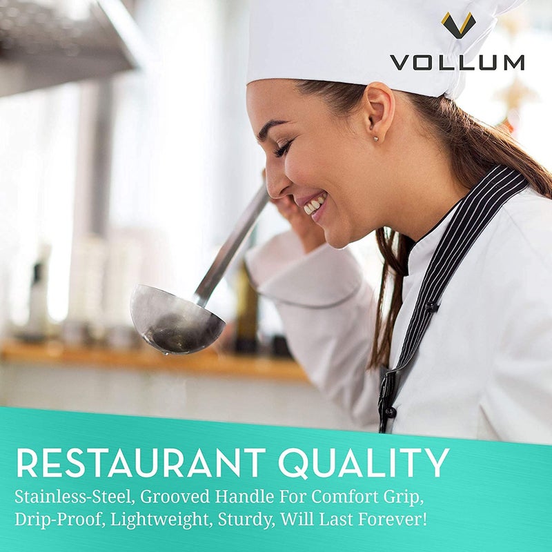Vollum 1-Piece Ladle Heavy Duty Thick Stainless Steel - 4 Ounce (3.1" Bowl Diameter, 12.25" Handle Length) - Image 3